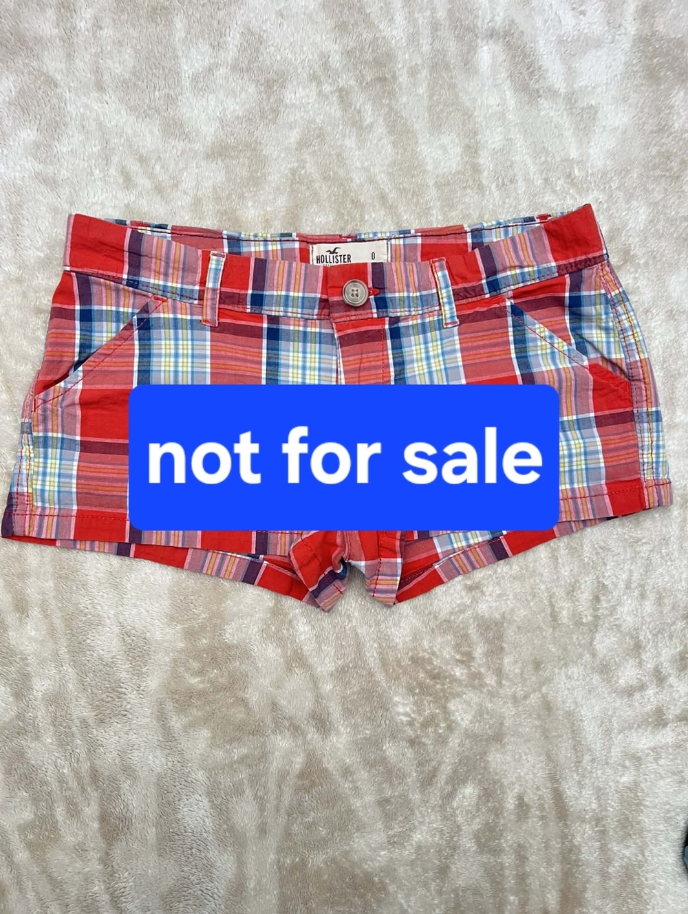 NOT FOR SALE   Film Costume Y2K Hollister Red Madras Low Rise Plaid Shorts size0
